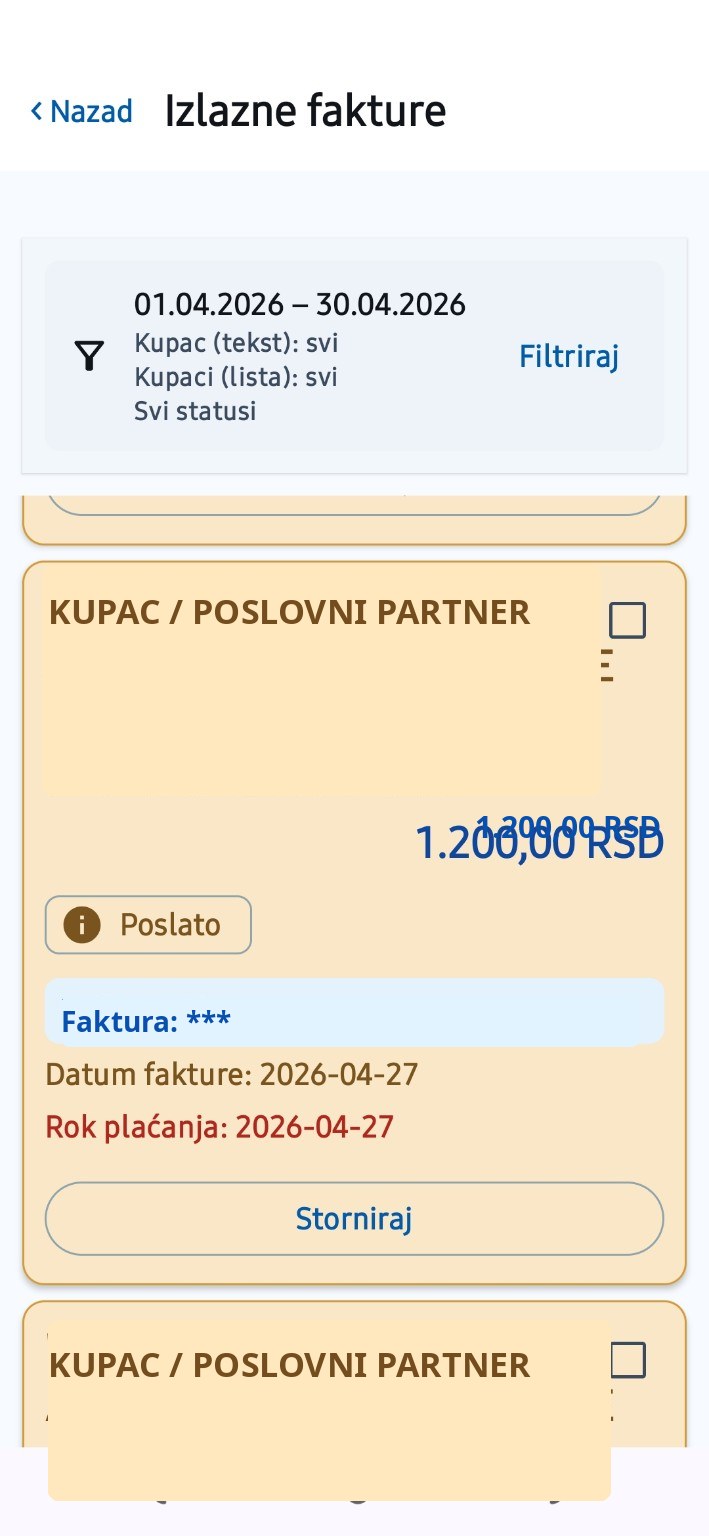 Lista izlaznih faktura