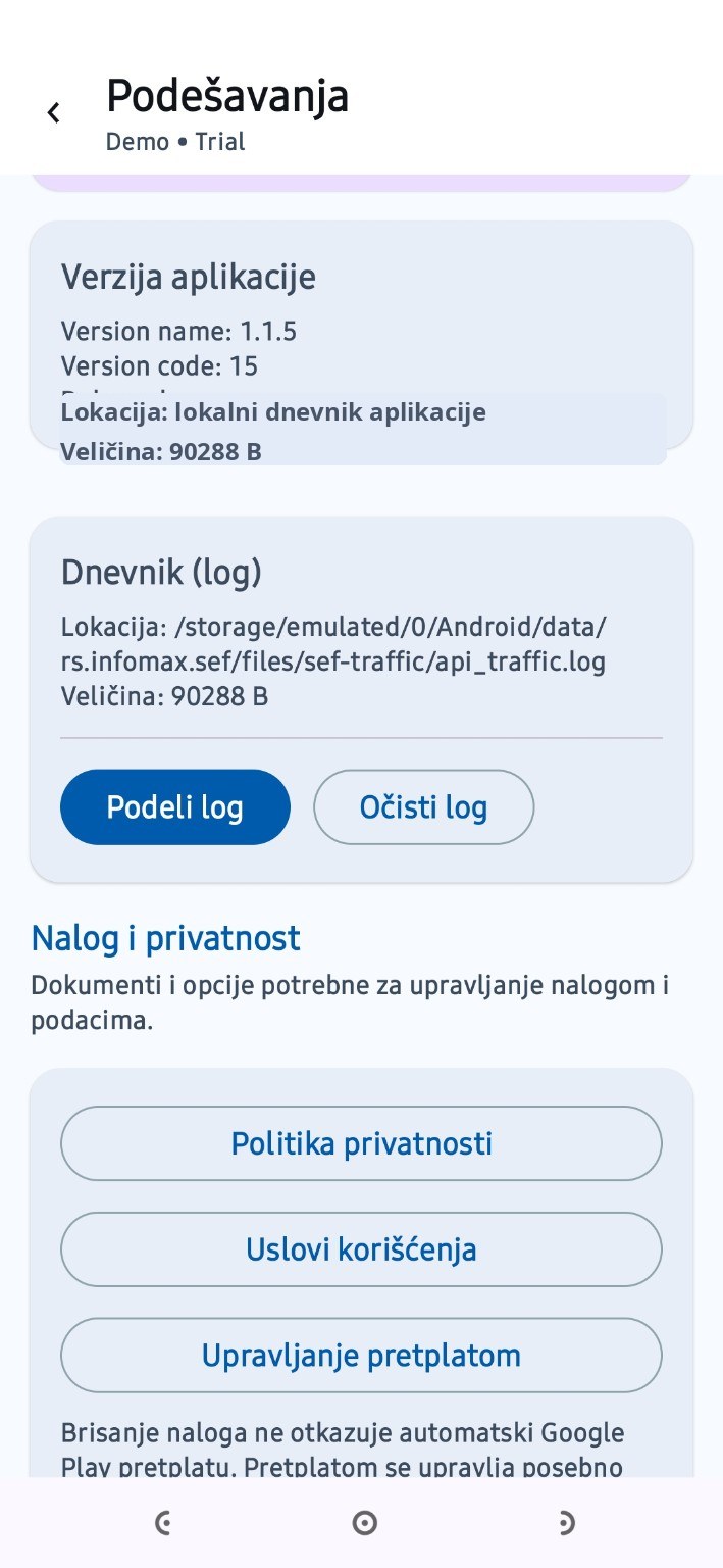 Dnevnik aplikacije